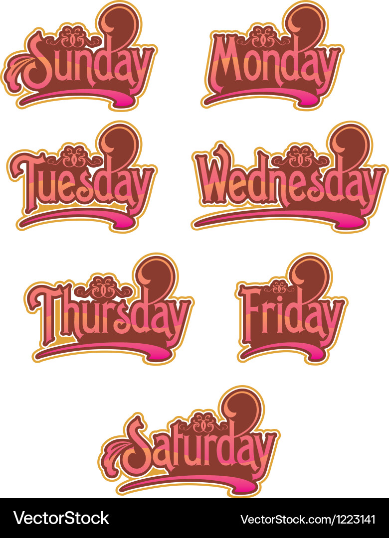 Text Days & Calendar Elements Vector Image