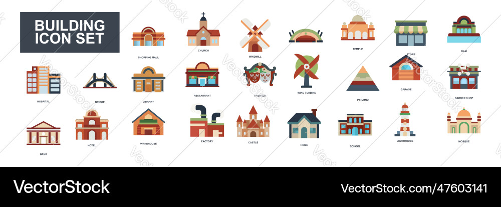 This building set icon various structures like Vector Image