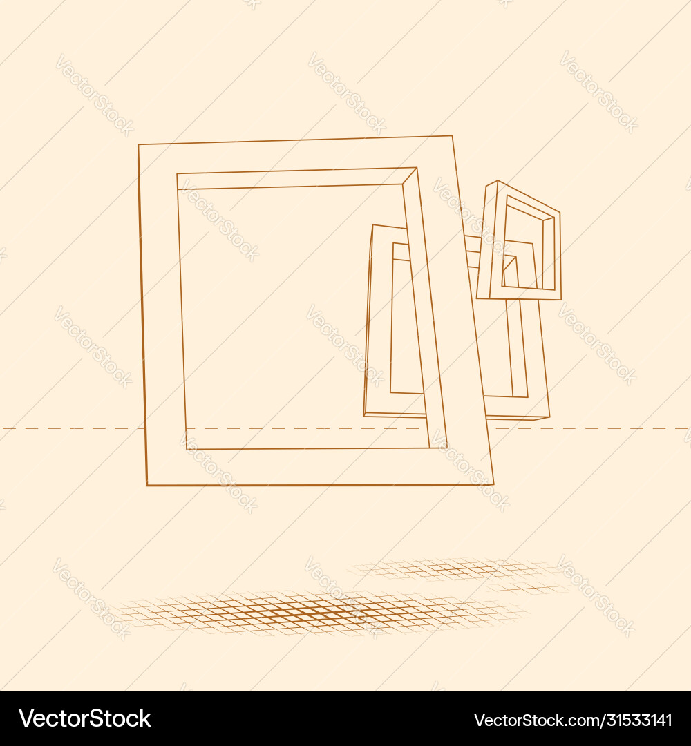 Three rectangular 3d frames blueprint Vector Image
