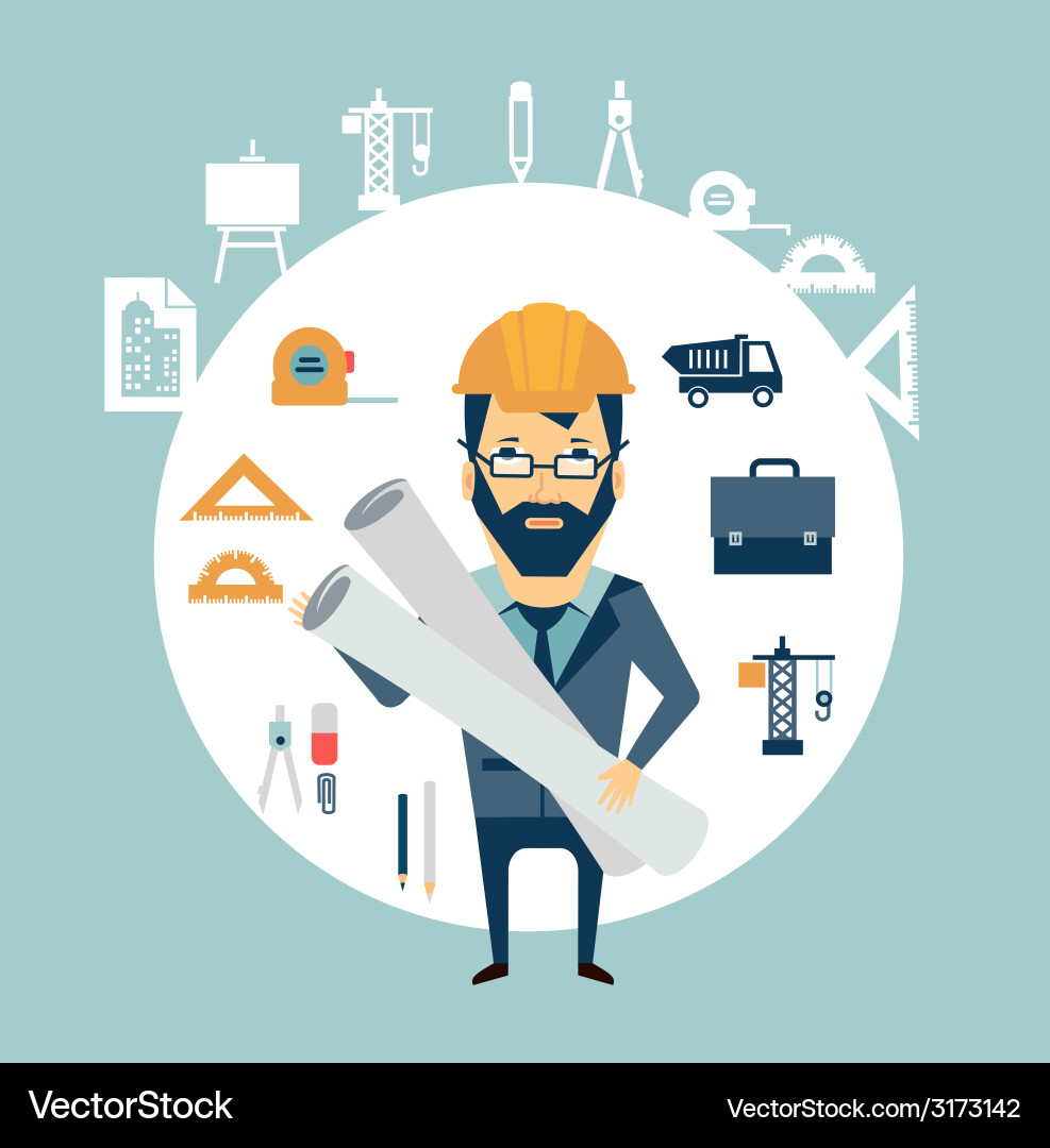 Architect with Blueprints vector image