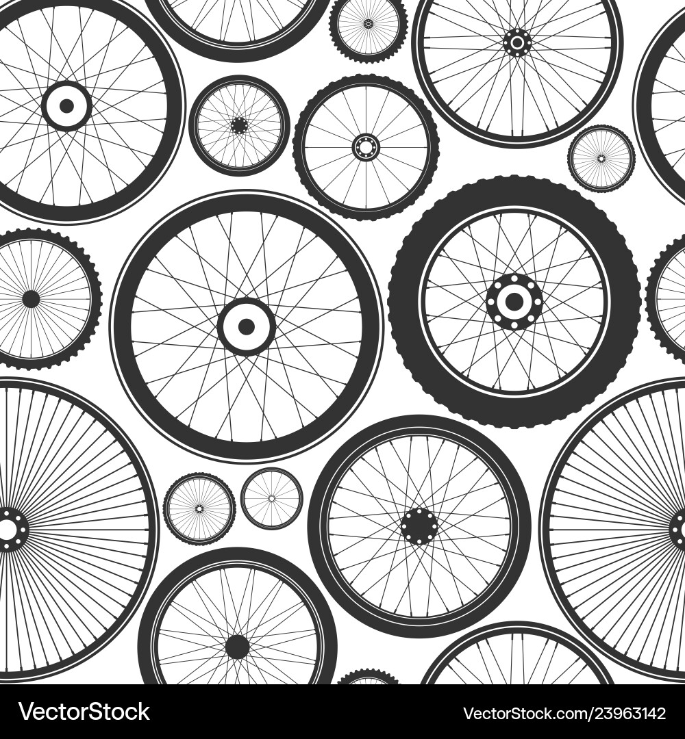 Bicycle wheel seamless pattern bike rubber Bicycle wheel seamless pattern bike rubber vector image