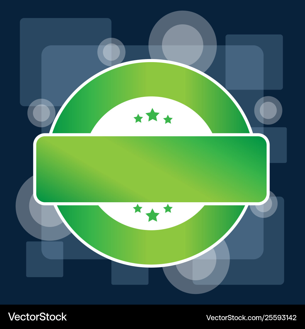 Colored round shape label with three stars on top Vector Image