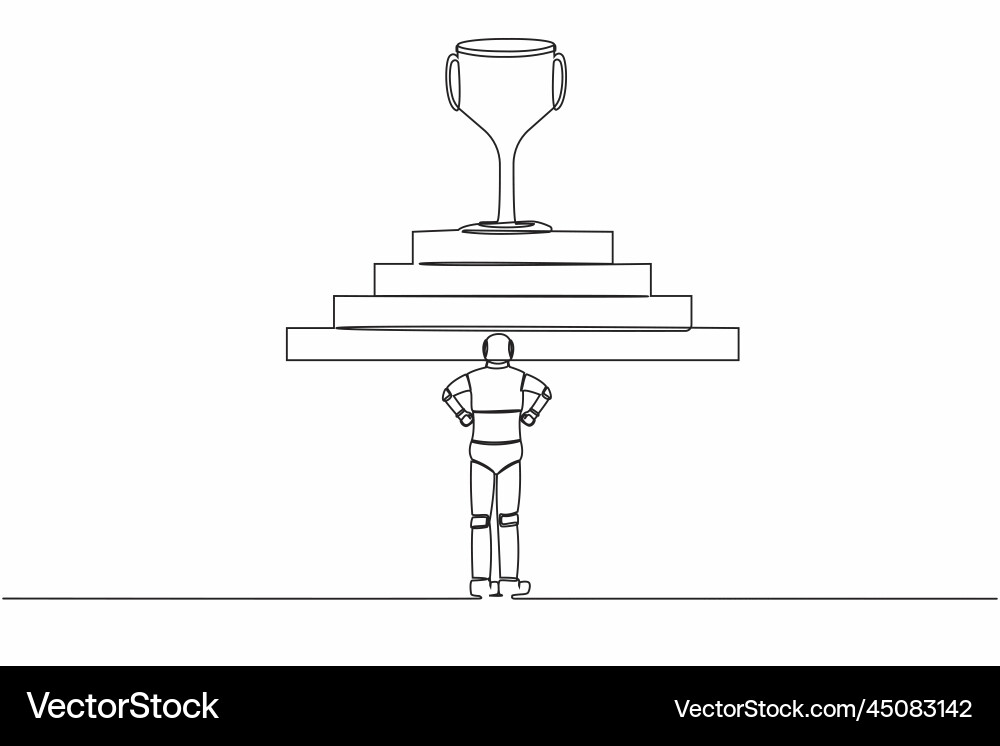 Continuous one line drawing robot standing Vector Image