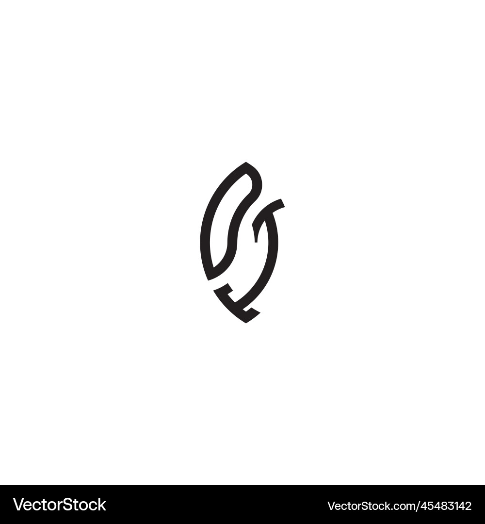 Di leaf shape line initial concept with high Vector Image