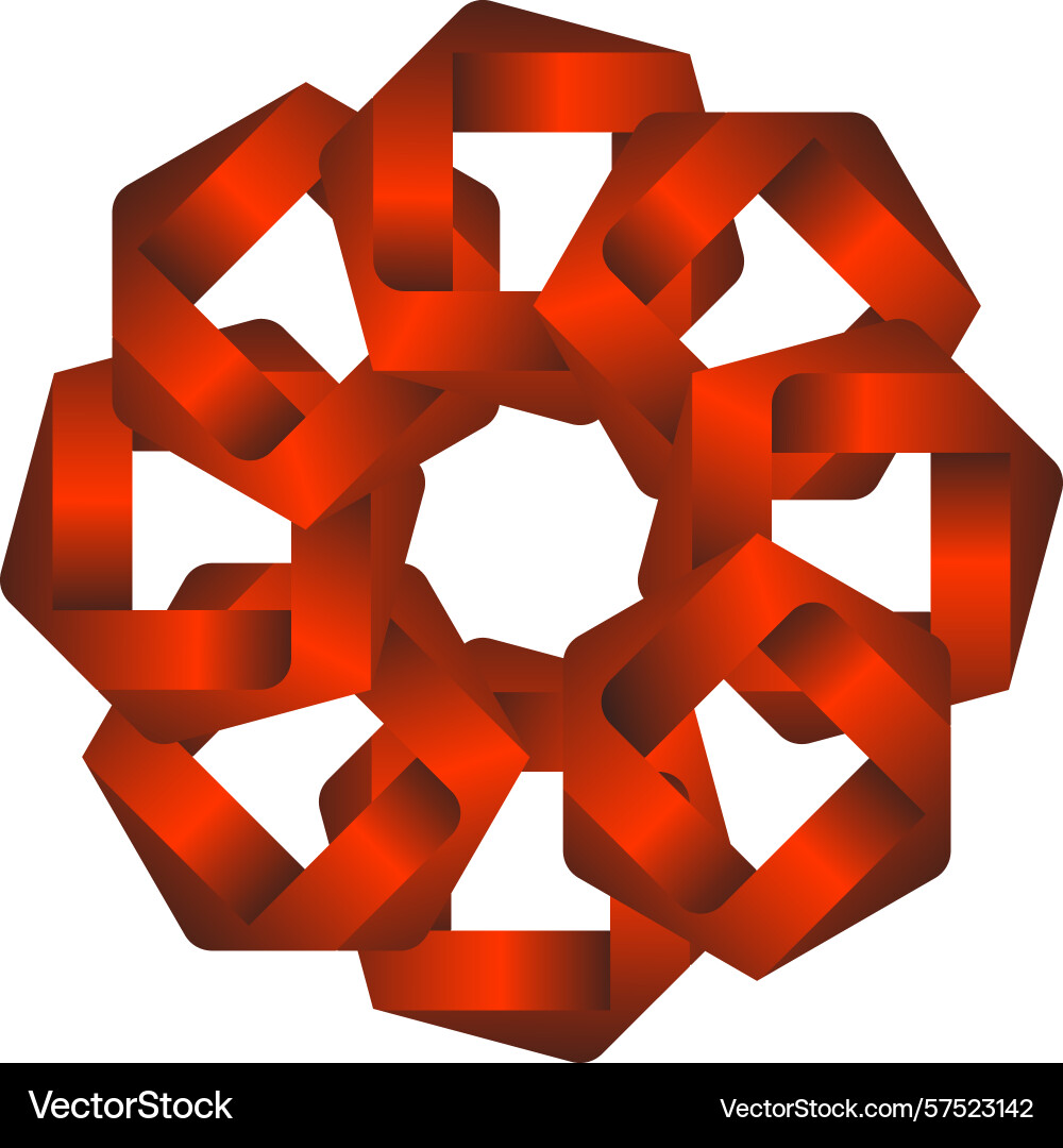 Dynamic red interlocking knot design Vector Image