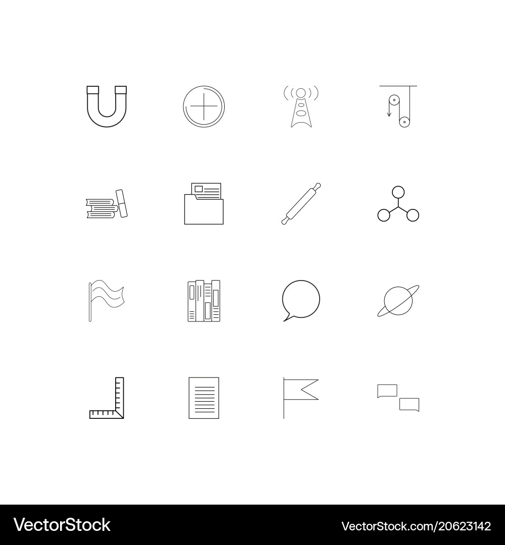 Education and science simple linear icons set vector image