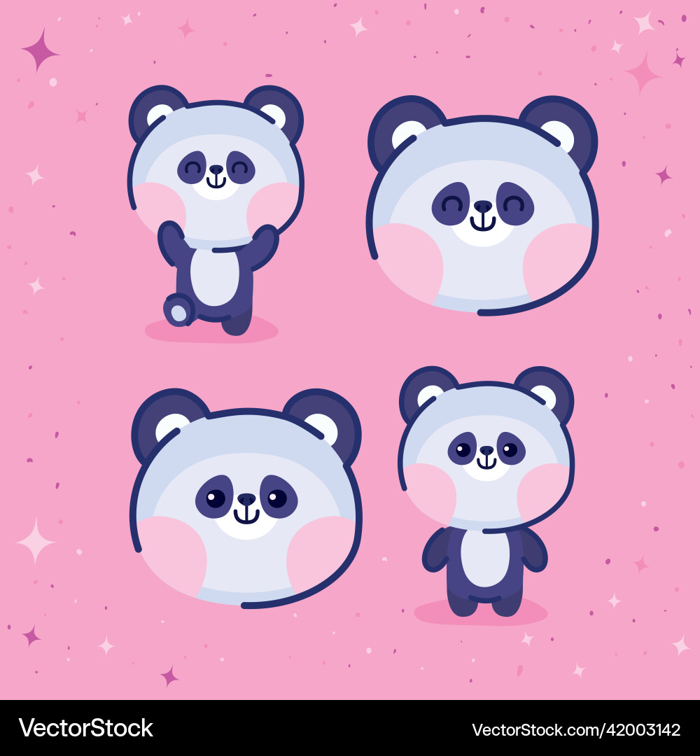 Four pandas group Vector Image