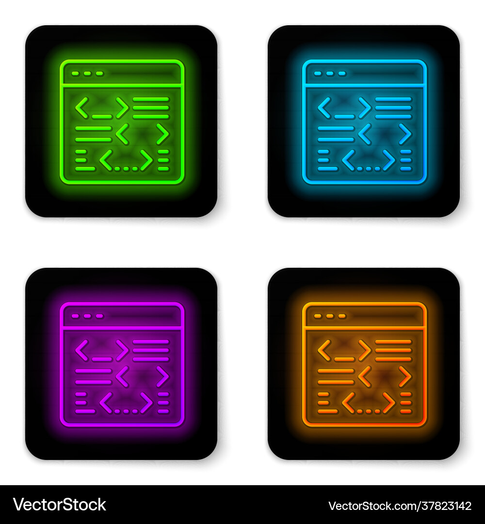Glowing neon line software web developer Vector Image