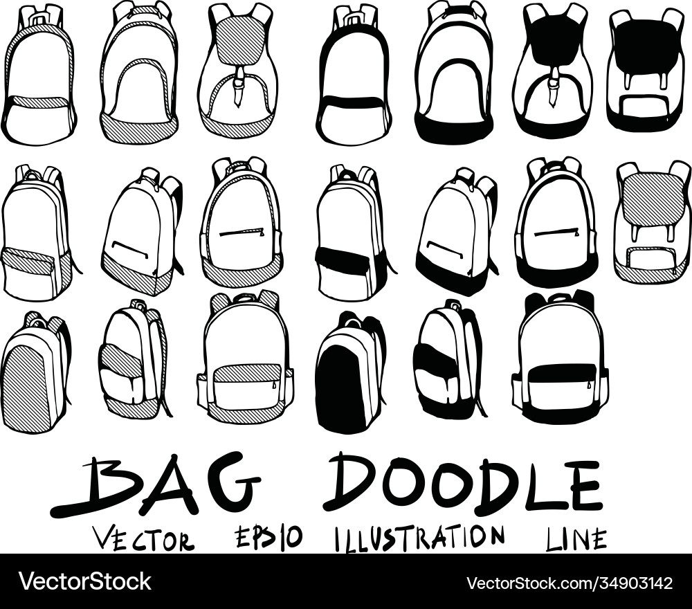 Hand drawn bag isolated sketch black and white Vector Image