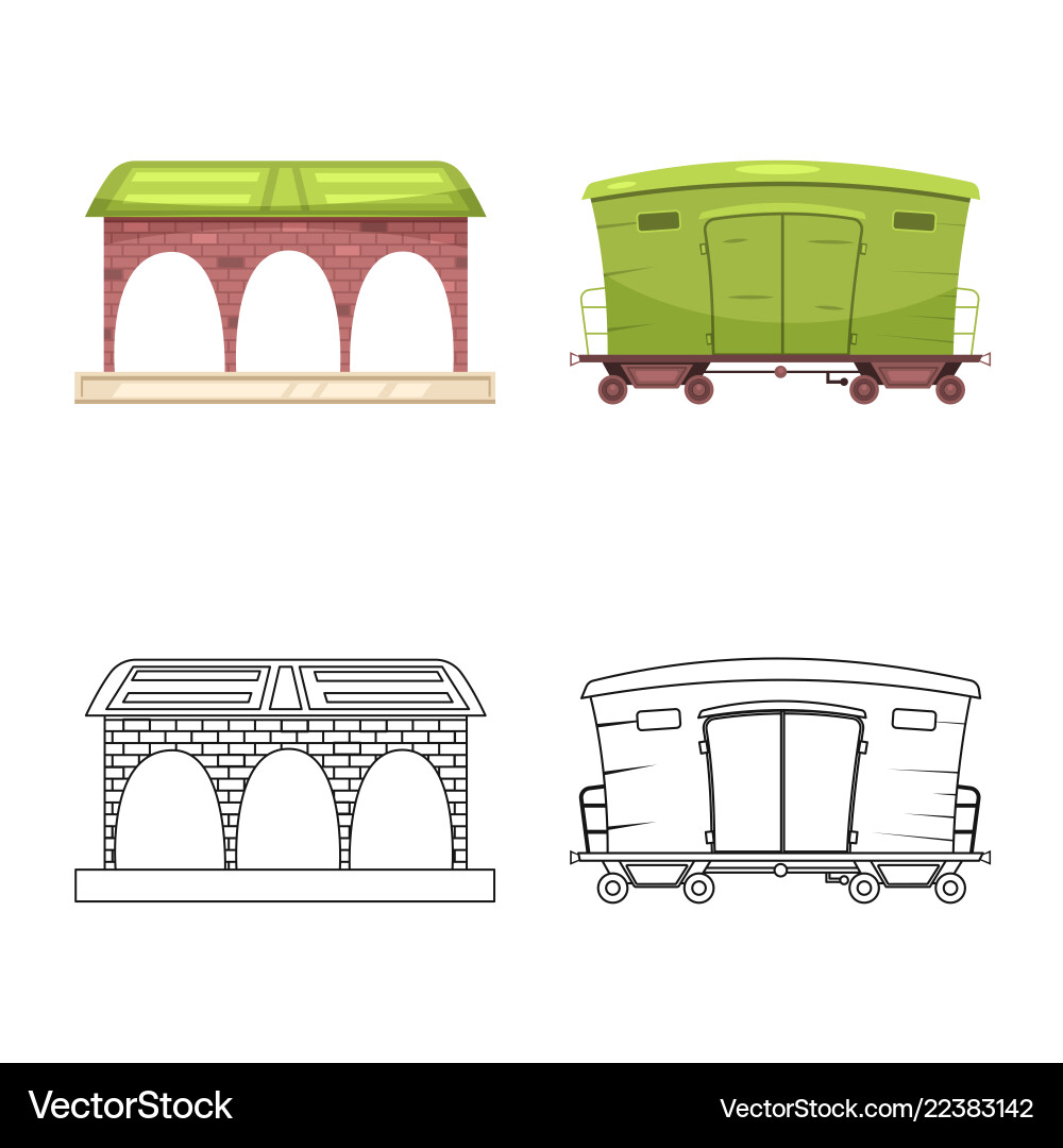 Isolated object of train and station symbol Isolated object of train and station symbol vector image