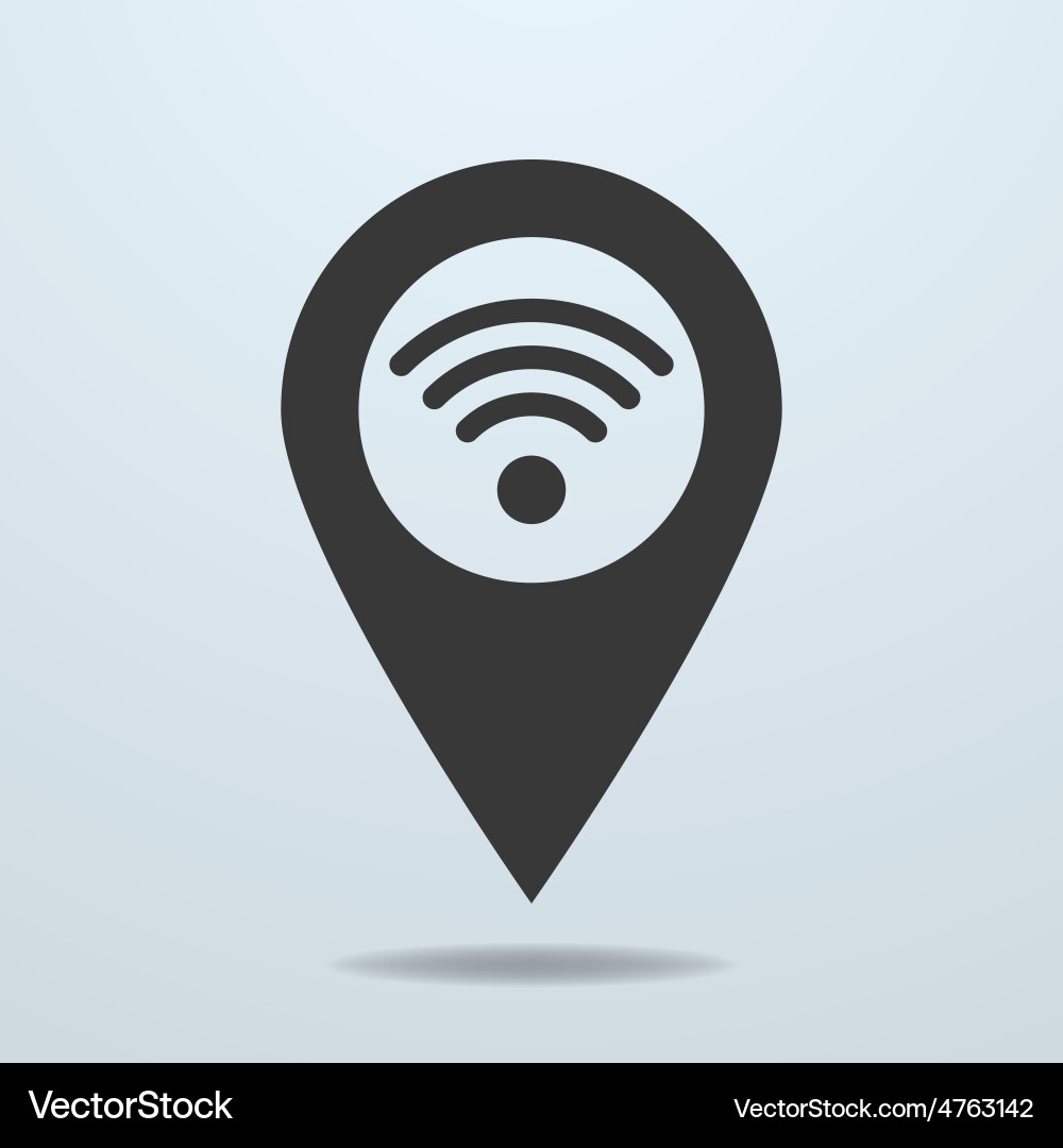 Map pointer with a wifi symbol vector image
