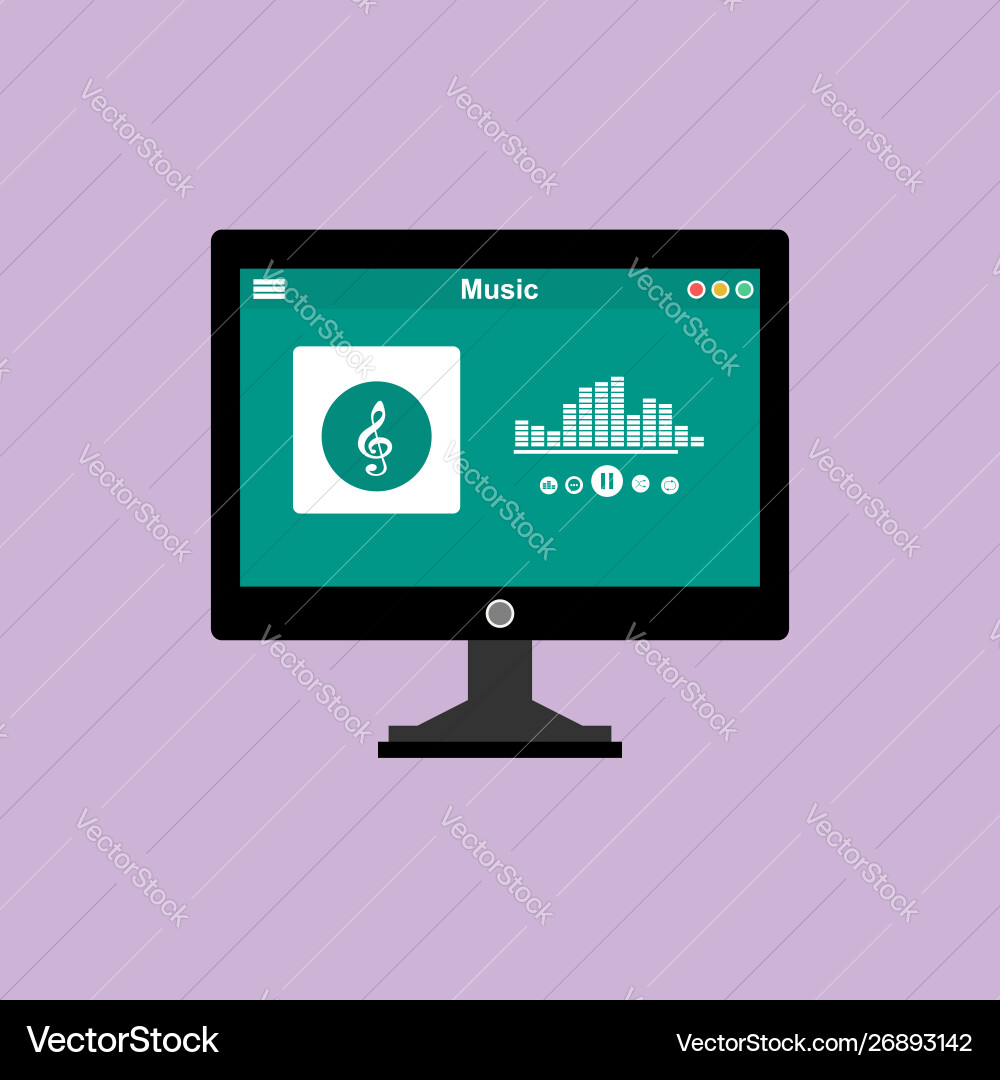 Media player application app template with flat Media player application app template with flat vector image
