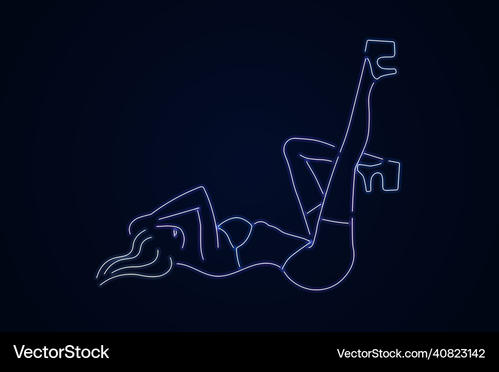 Neon silhouette of linear stripper Neon silhouette of linear stripper vector image