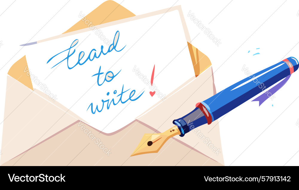 Open envelope with pen and ready to write text Vector Image