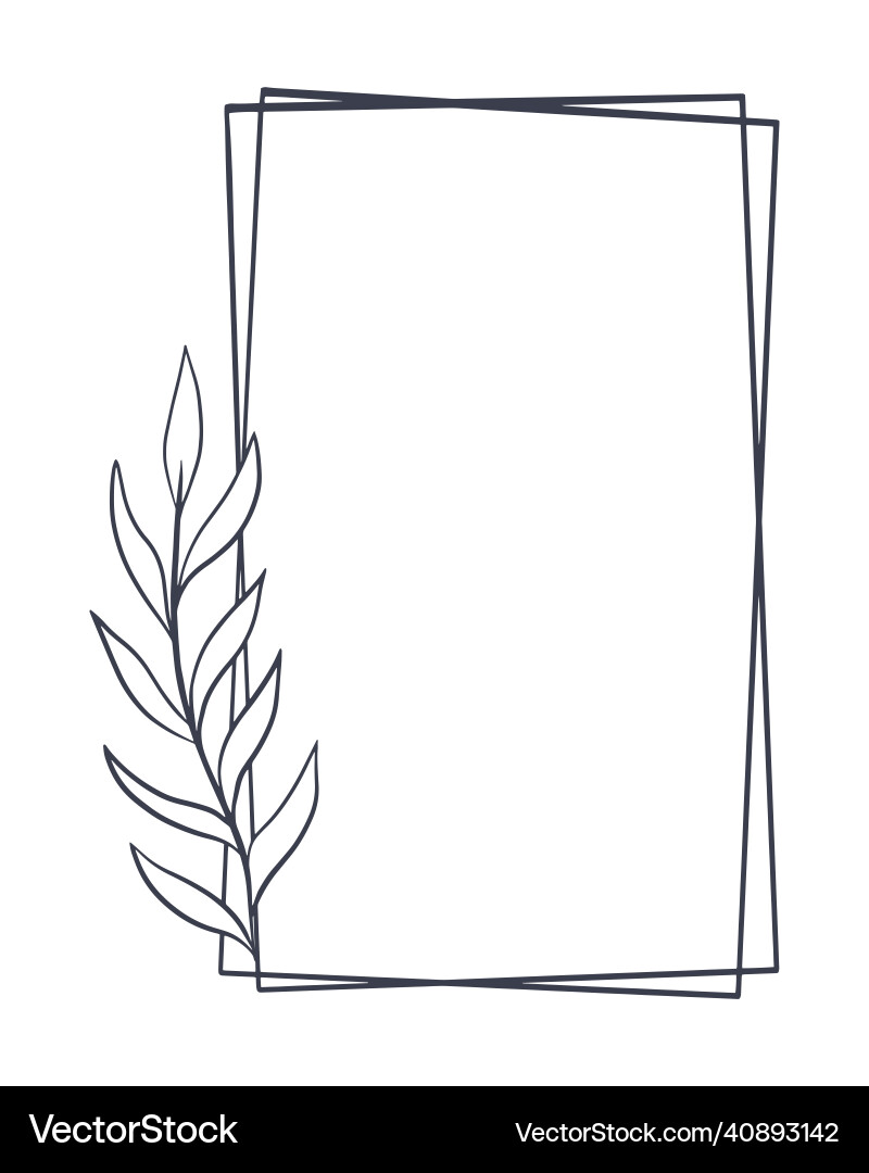 Rectangular rim with deciduous sprig isolated Rectangular rim with deciduous sprig isolated vector image