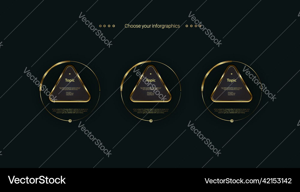 Three golden rectangles buttons elements template Three golden rectangles buttons elements template vector image