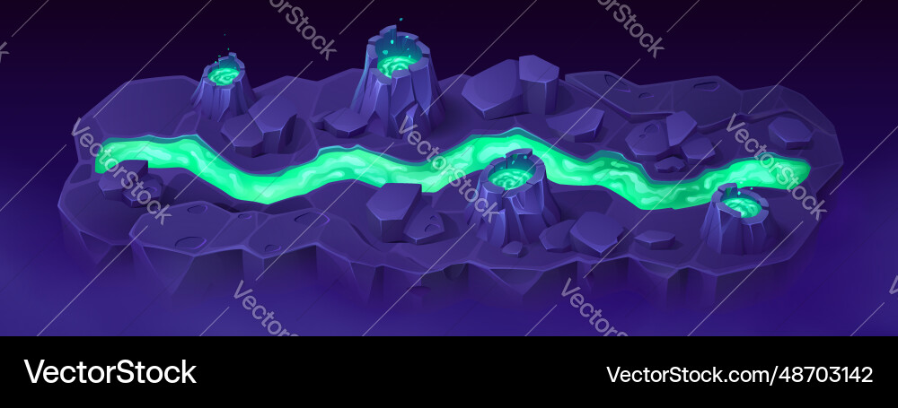 Volcano island map for game level interface vector image