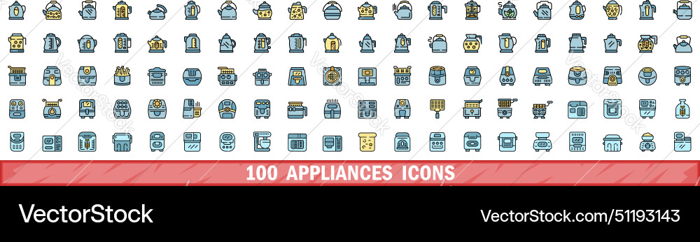 100 Geräte Icons setzen Farblinie Stil 100 Geräte Icons setzen Farblinie Stil vektorbild