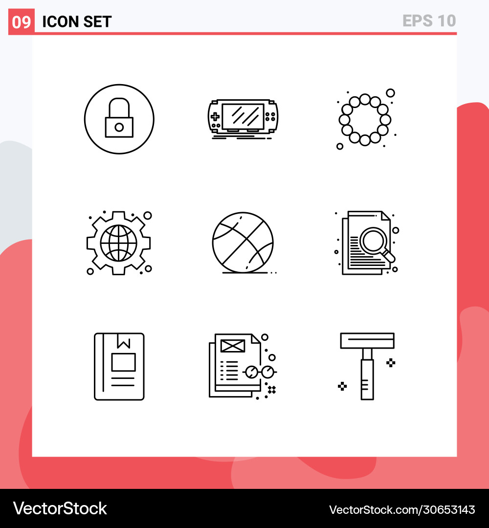 9 universal outlines set for web and mobile Vector Image