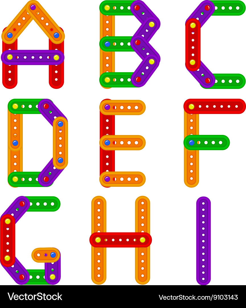 Alphabet from constructor a to i vector image