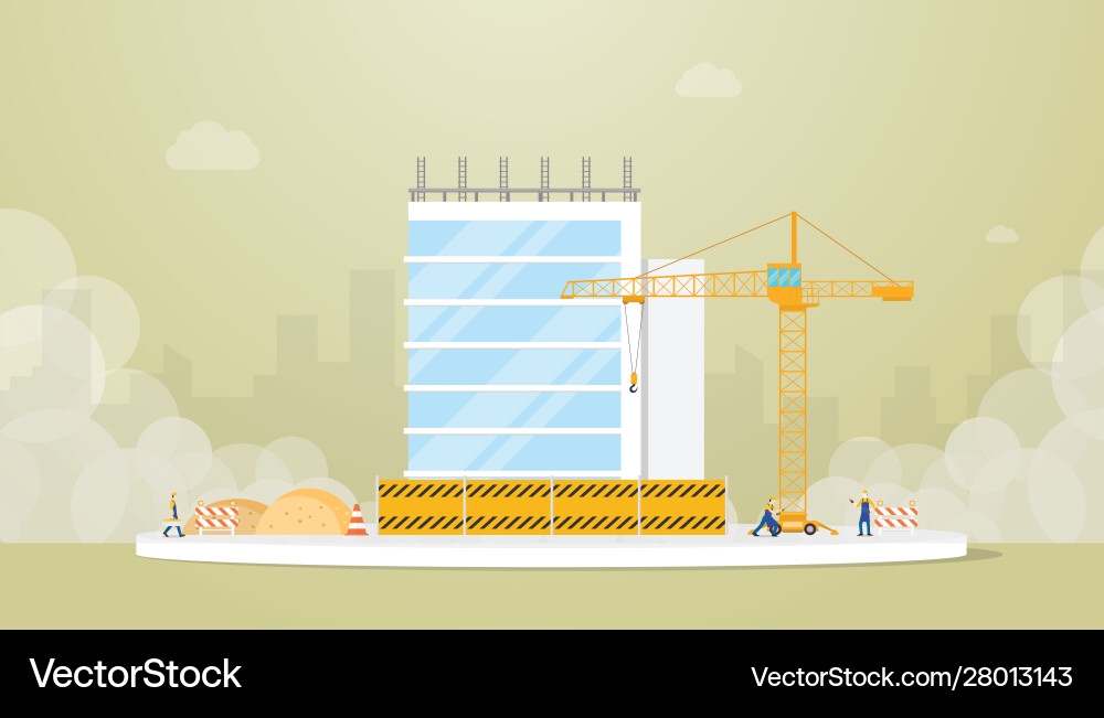 Building construction development with team Building construction development with team Vector Image