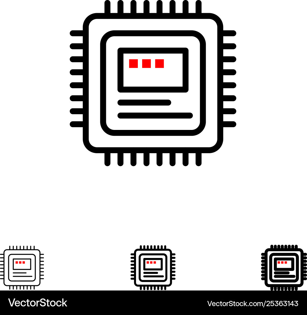 Cpu storage computer hardware bold and thin black Cpu storage computer hardware bold and thin black Vector Image