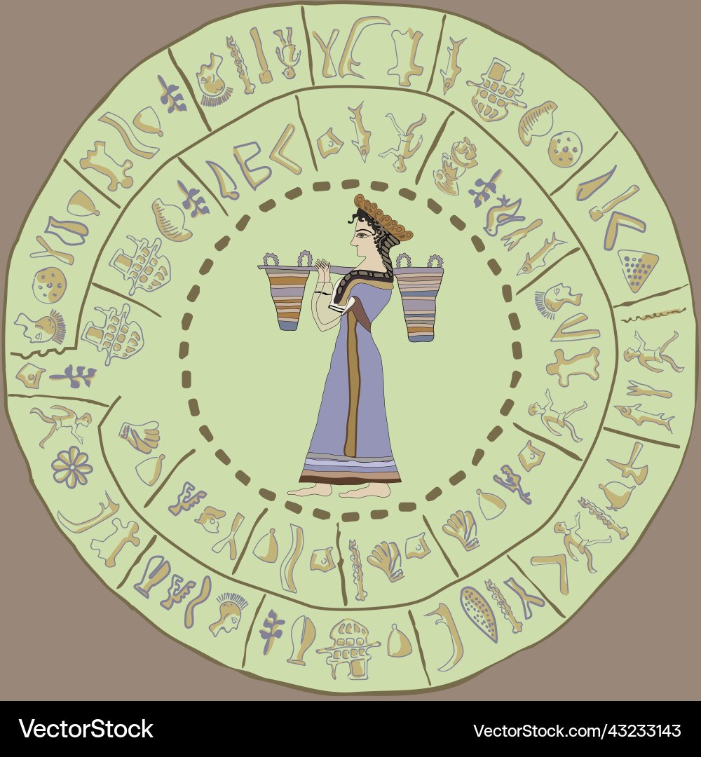 Drawing of a girl on the walls mycenaean temp Drawing of a girl on the walls mycenaean temp vector image