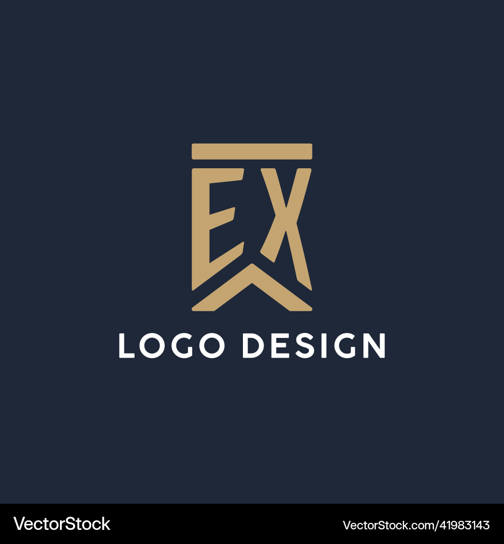 Ex initial monogram logo design in a rectangular Vector Image