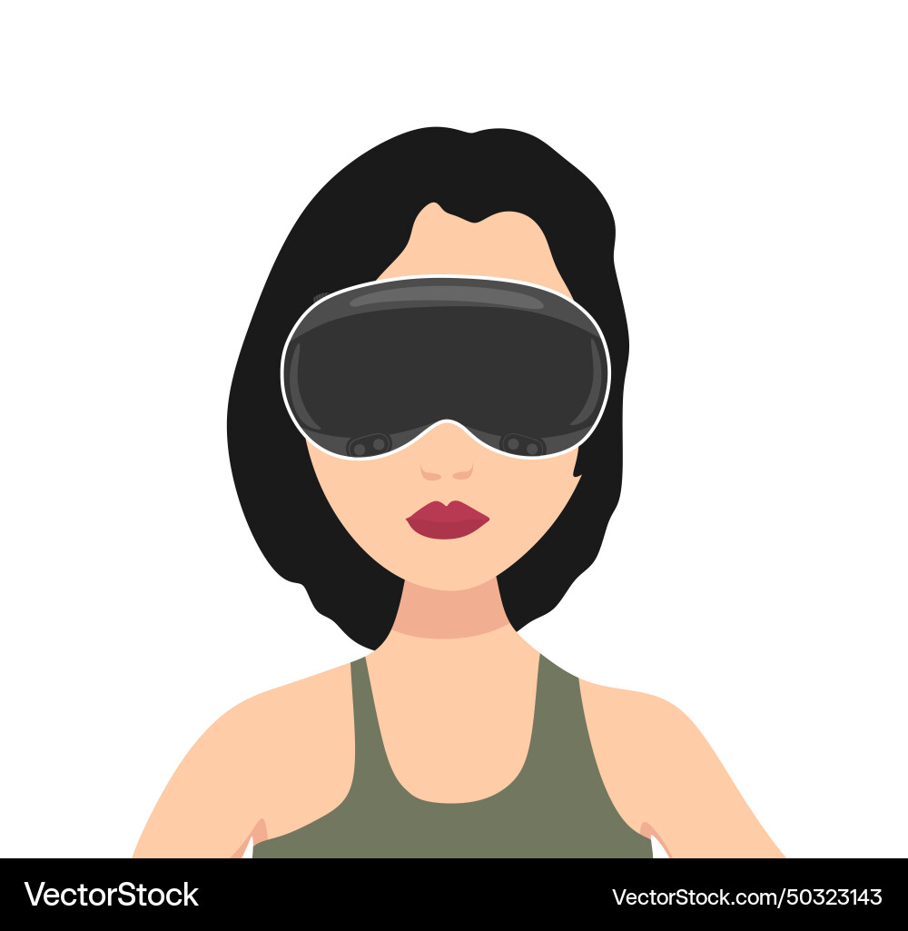 Girl with spatial computing device Girl with spatial computing device Vector Image