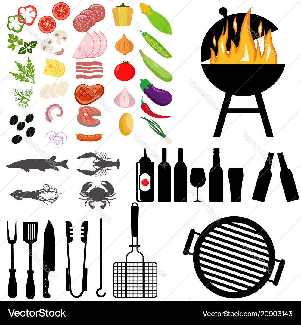 Meat BBQ Grill Collection Vector Image