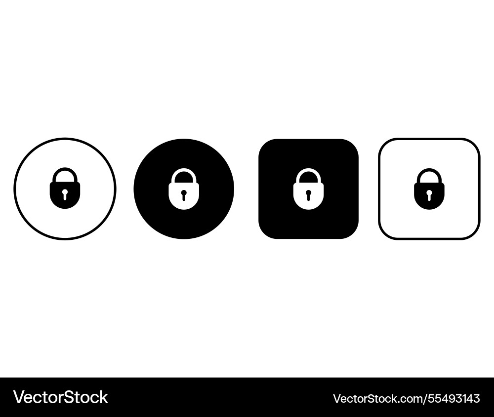 Minimalistic set of security buttons with lock Minimalistic set of security buttons with lock vector image