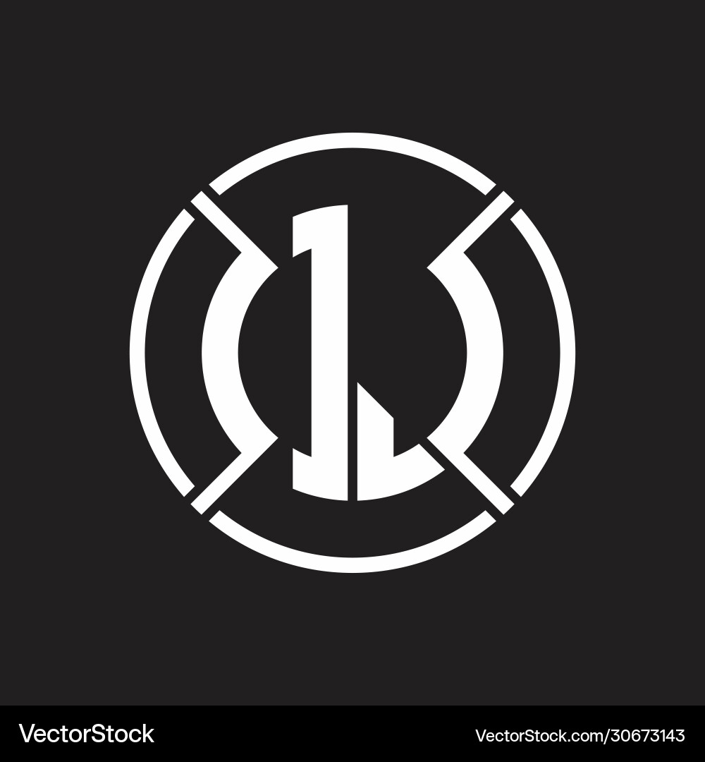 Oj logo monogram with four part circle slash vector image