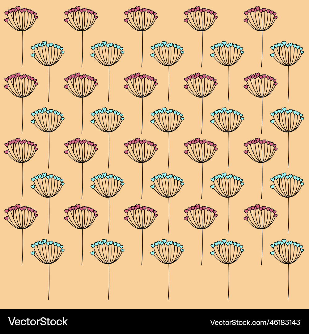 Retro spring flowers texture pattern background vector image
