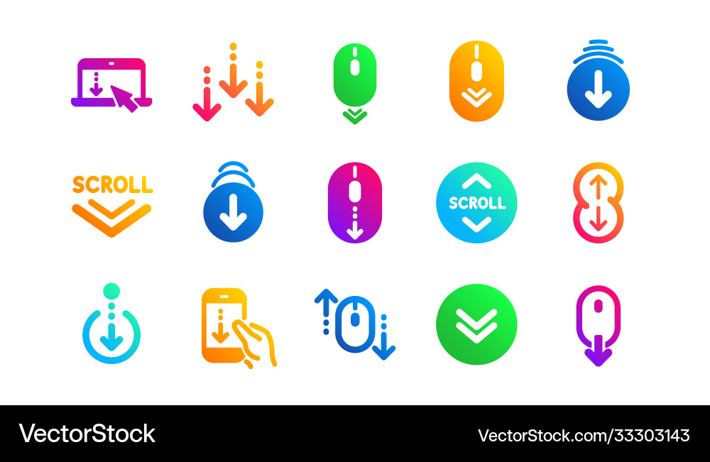 Scroll down icons scrolling mouse landing page Vector Image