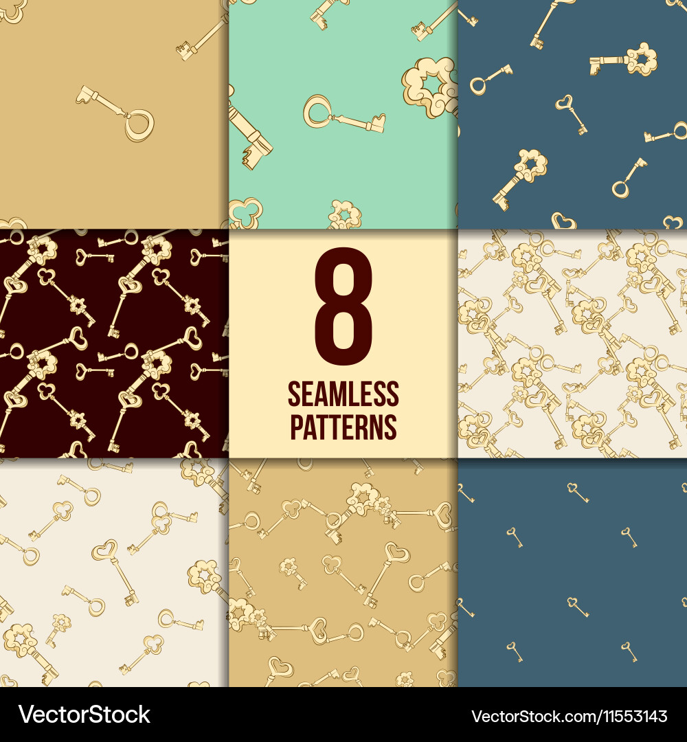 Seamless keys pattern set vector image