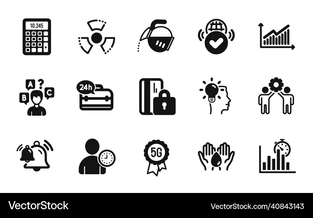 Set of idea calculator and graph icons Set of idea calculator and graph icons vector image