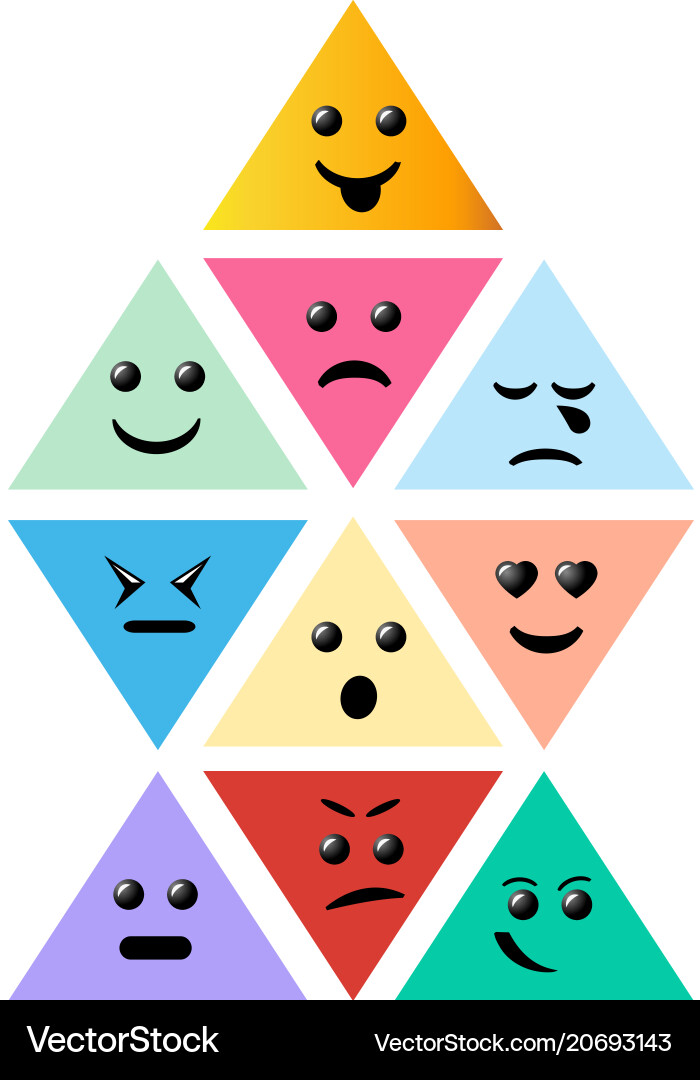 Set smiley pyramid icon creative cartoon style Set smiley pyramid icon creative cartoon style vector image