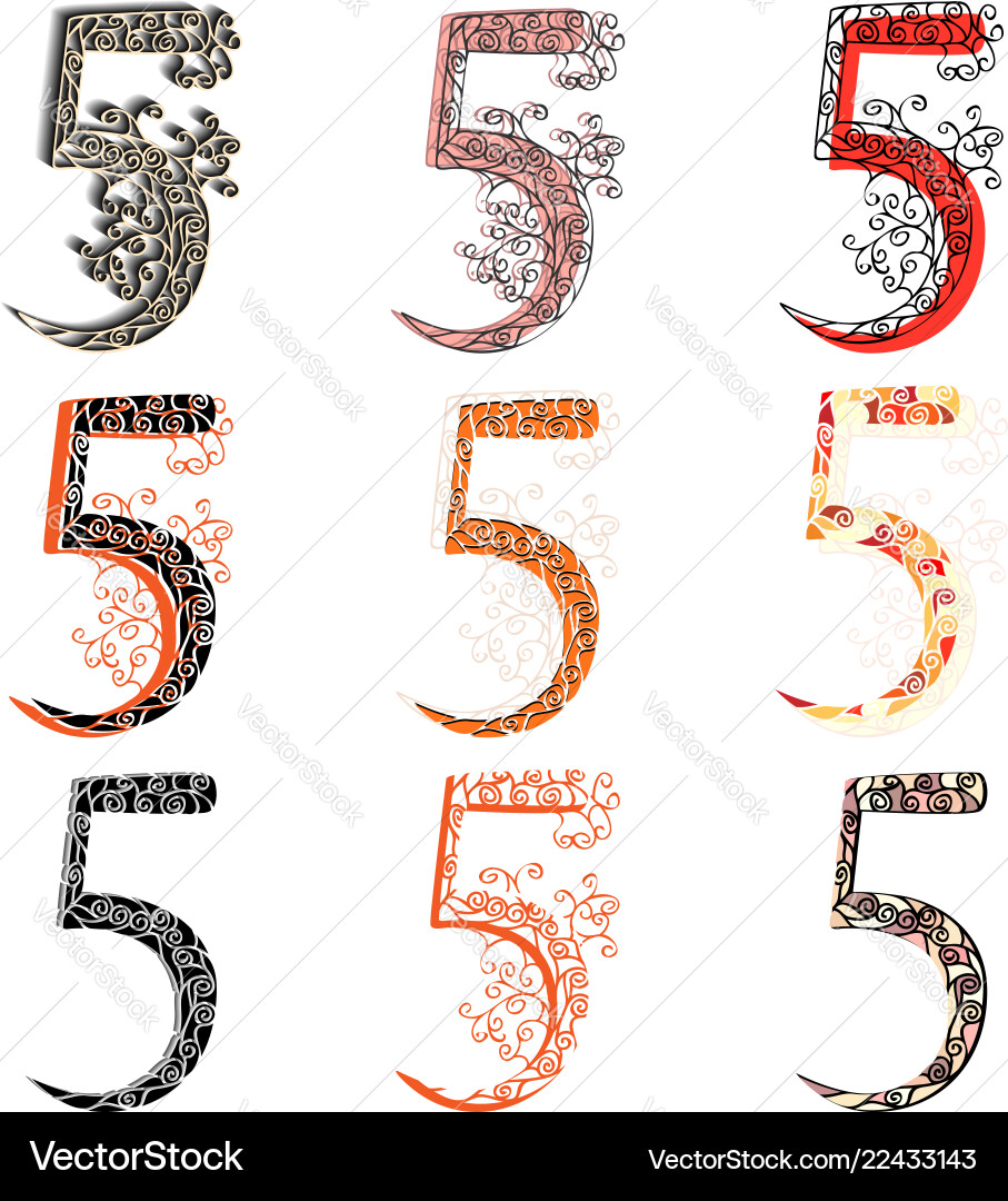 Various combination numeric figures 5 Vector Image