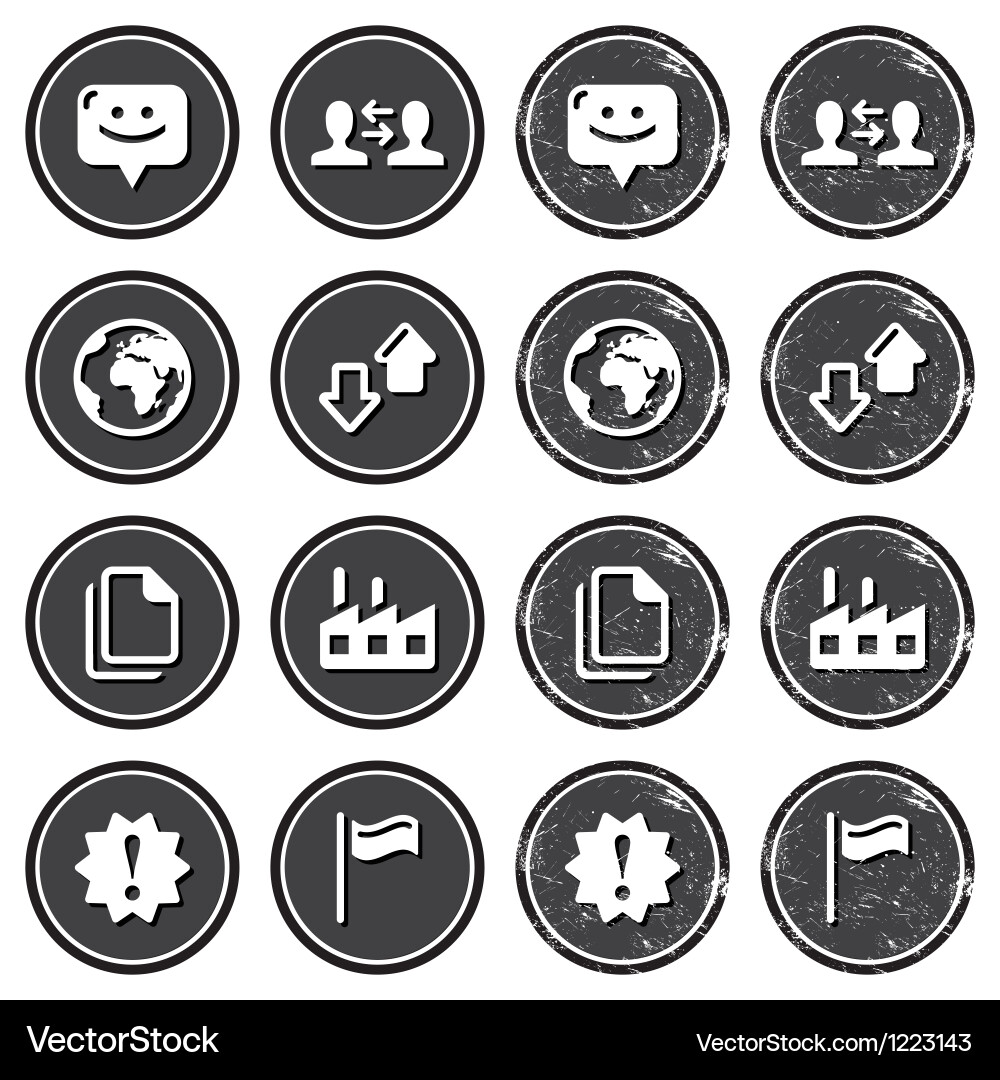 Web navigation icons on retro labels set vector image
