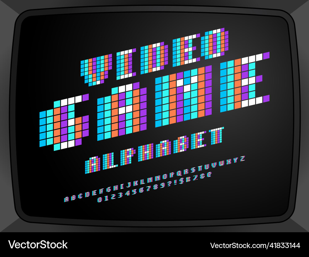 8-Bit Pixel Font Alphabet vector image