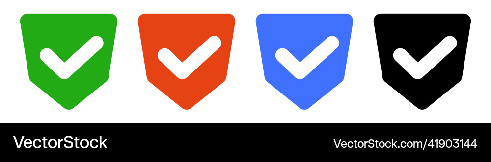 A set of shield icons with check mark vector image