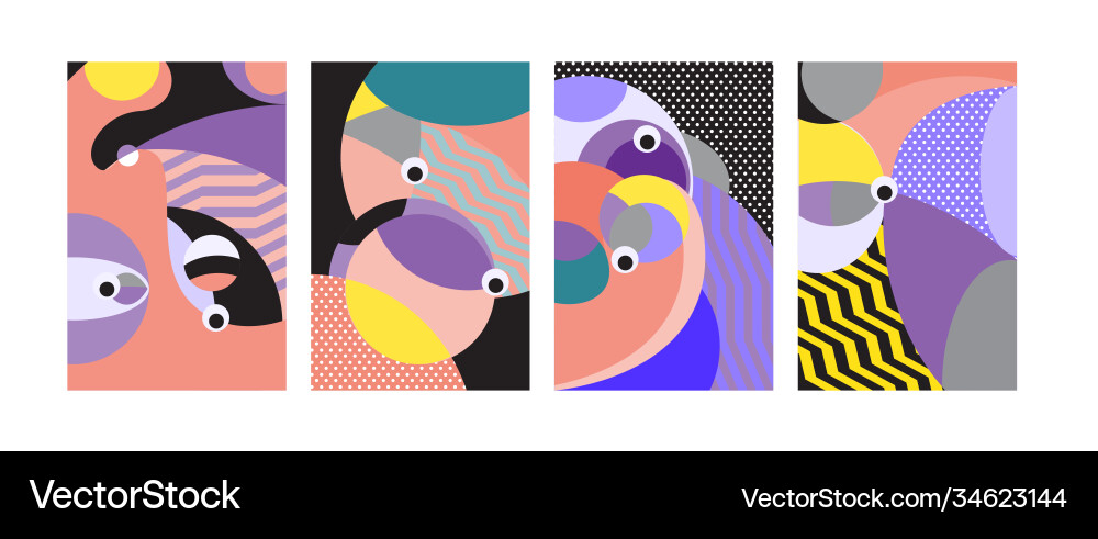 Abstract colorful geometric and curvy pattern vector image