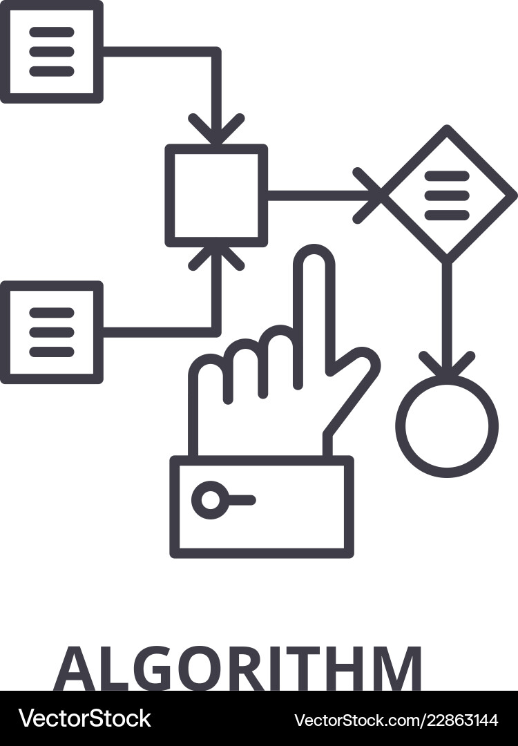 Algorithm Line Icon - Data Concept vector image