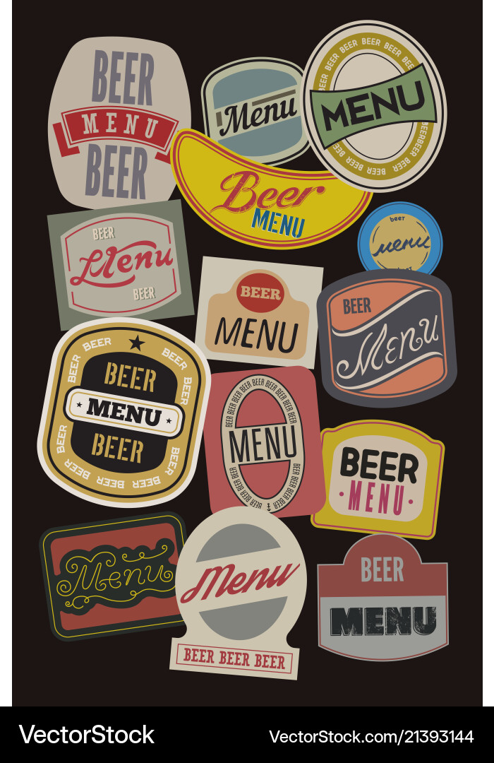 Beer menu design with retro labels Beer menu design with retro labels vector image
