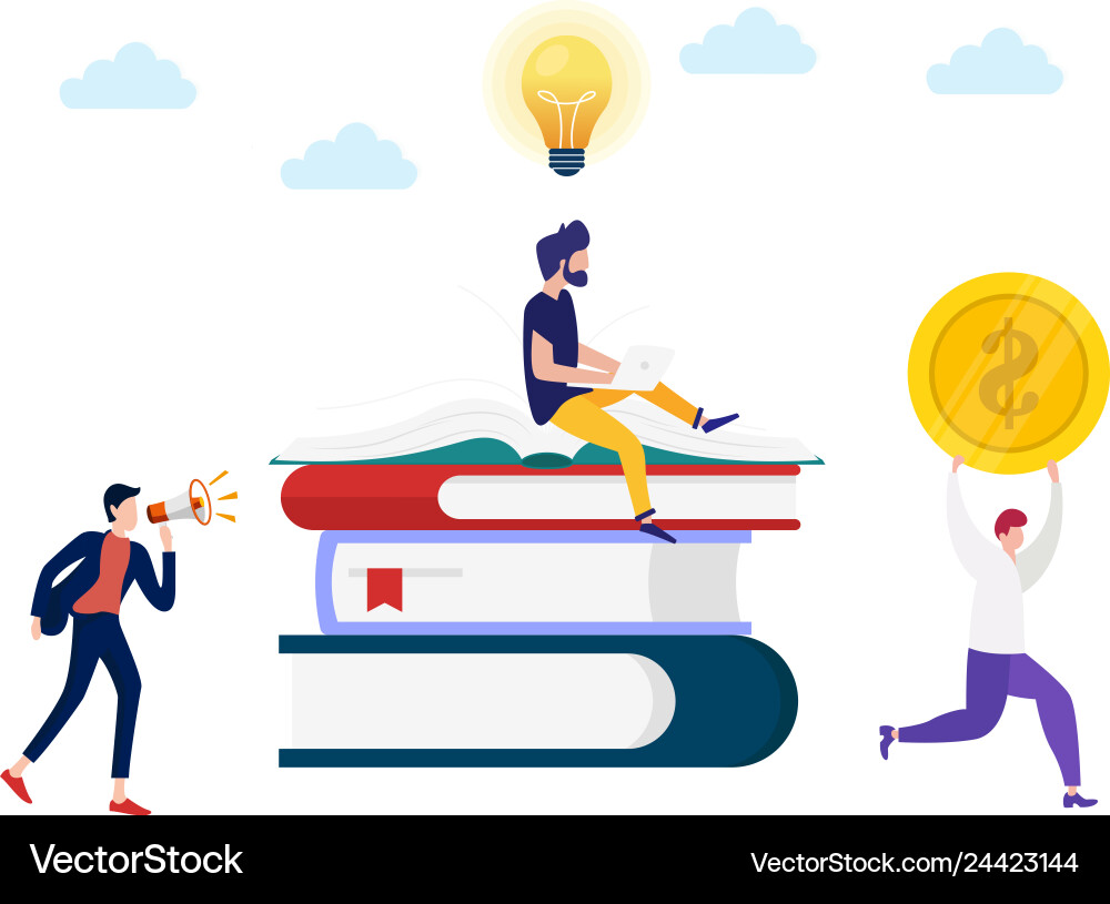 Character open the book with a light bulb Character open the book with a light bulb Vector Image
