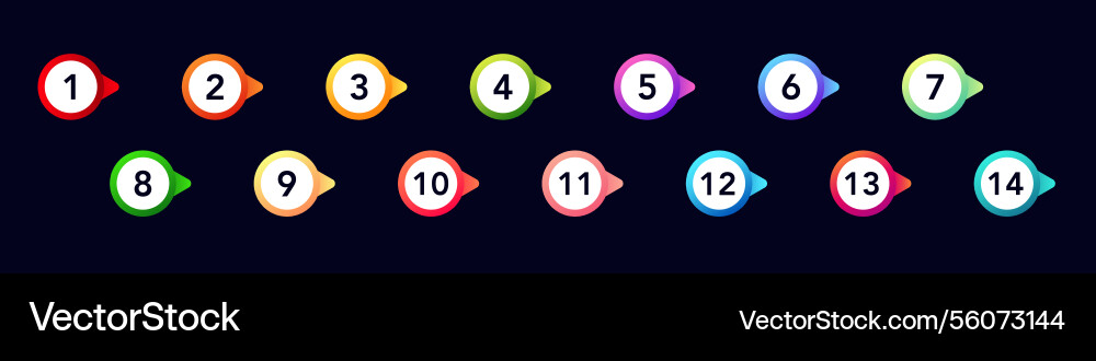 Colorful numbered bullet points for lists vector image