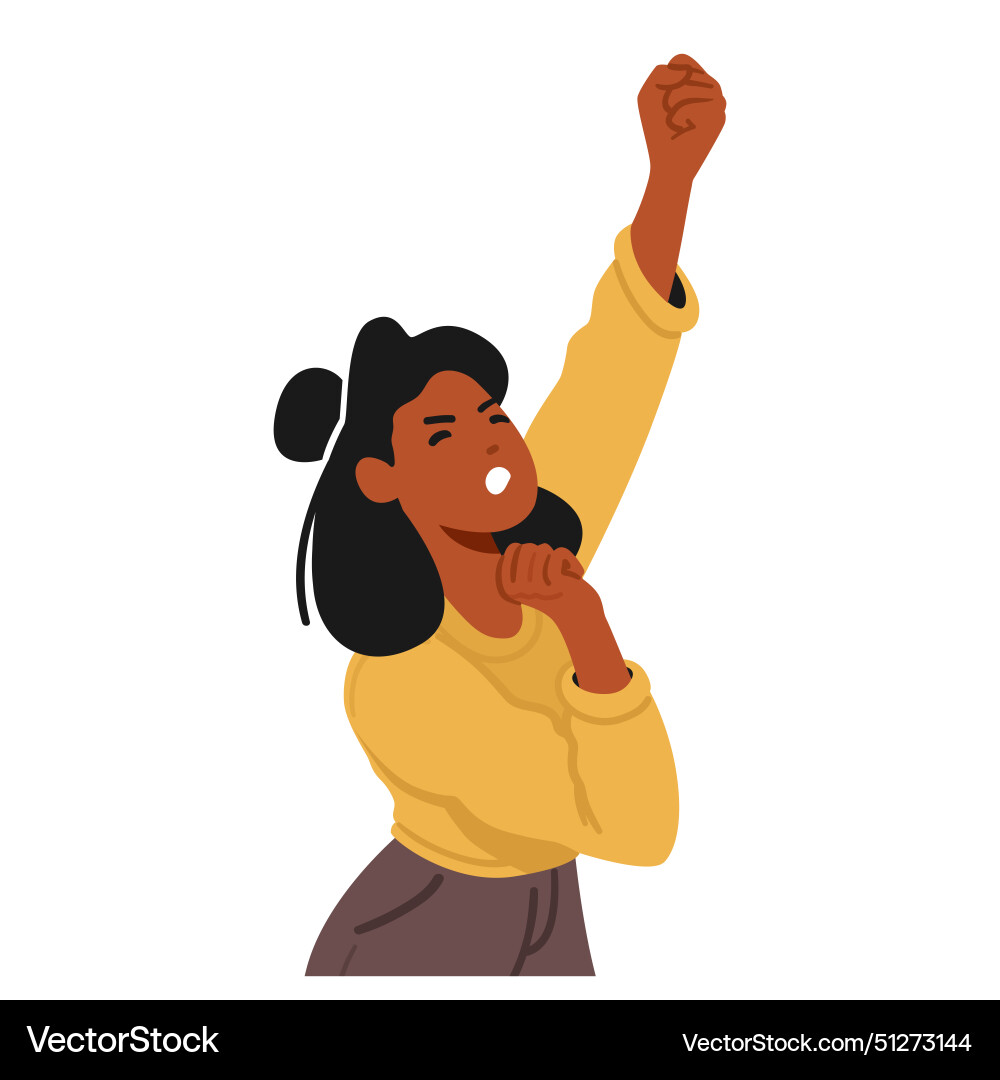 Energetic woman wearing yellow and black clothing Vector Image