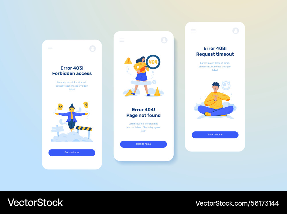 Error state ui onboard mobile screen template Error state ui onboard mobile screen template vector image