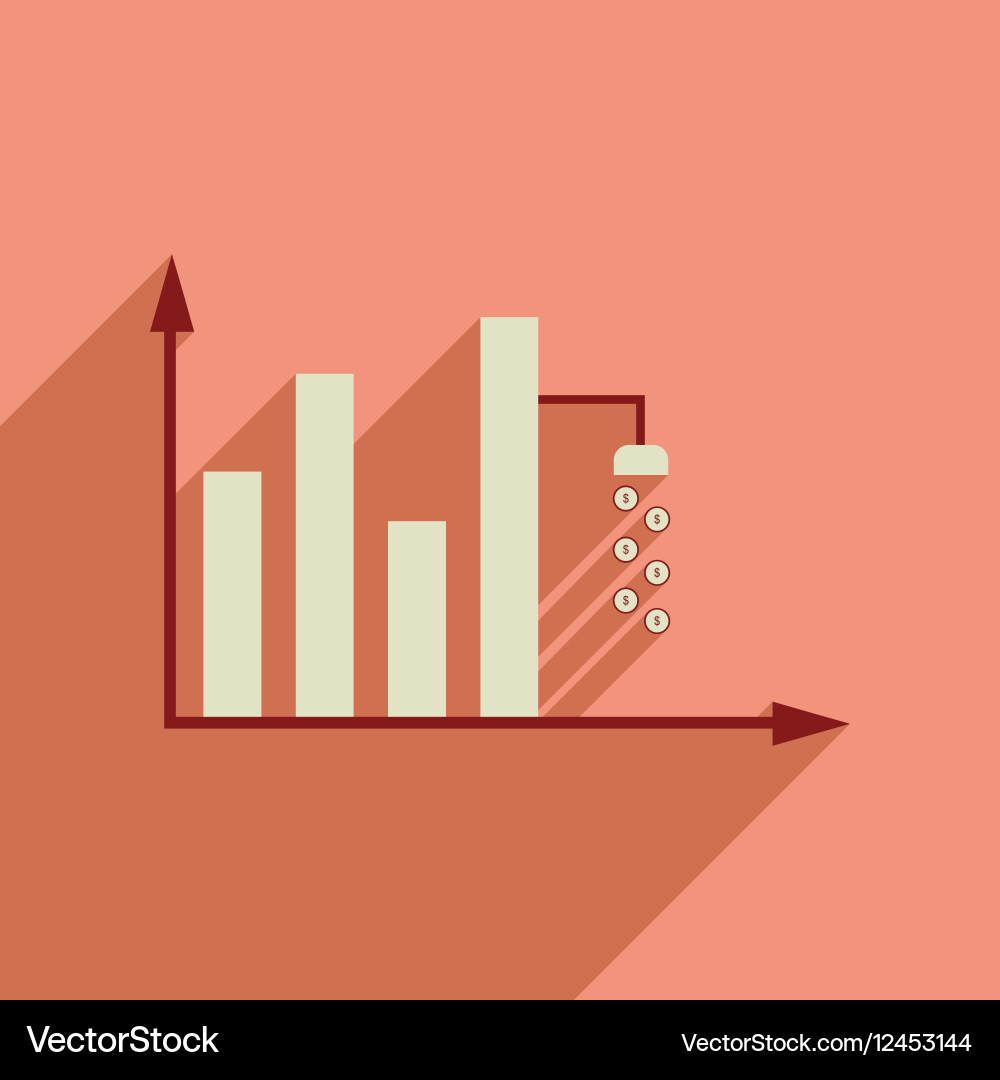 Flat web icon with long shadow money graph vector image