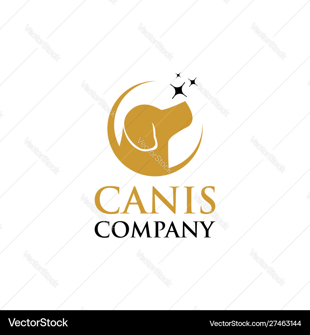 Gold Dog Head Logo Template Vector Image